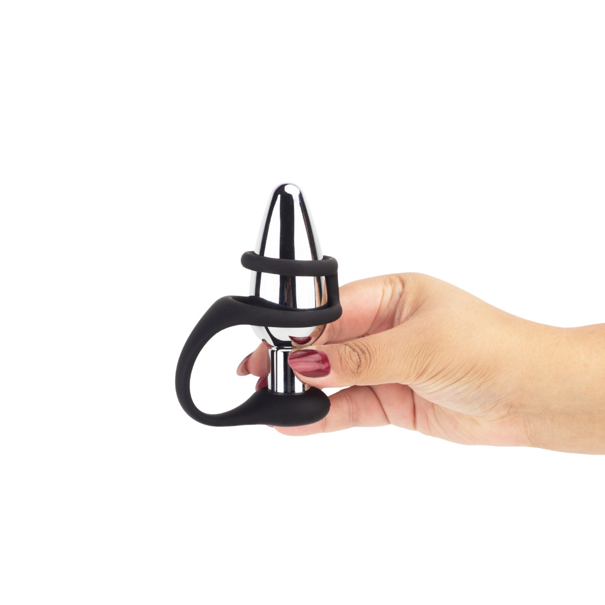 Plug Anal em Formato Cônico com 10 Modos de Vibrações, Anel Duplo em Silicone, Controle Remoto e Recarregável - SI | 9,5 x 3,7 cm - 6