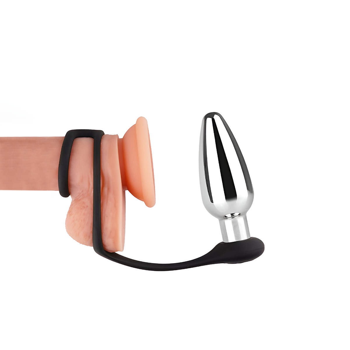 Plug Anal em Formato Cônico com 10 Modos de Vibrações, Anel Duplo em Silicone, Controle Remoto e Recarregável - SI | 9,5 x 3,7 cm - 5