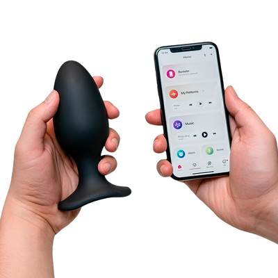 Plug Anal ''M'' no Formato Cônico em Silicone com Base de Segurança, 7 Modos de Vibração e Controle Via Aplicativo - Lovense Hush 2  | 11 x 4,4 cm