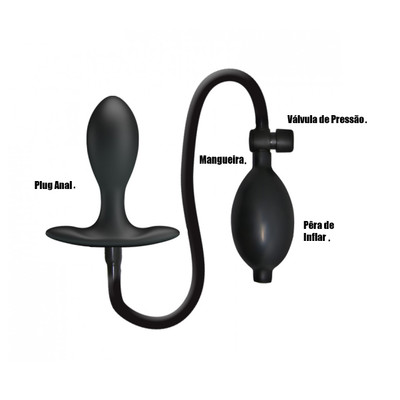 Foto 5 do produto Plug Anal Inflável com Pera Insufladora, Válvula de Descompressão do Ar e Esfera Interna - Pretty Love Inflatable Anal Plug 2 | 7,1 x 3,1 cm