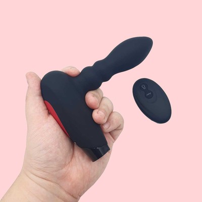 Foto 5 do produto Plug Anal Inflável em Silicone com 10 Modos de Vibração, Controle Remoto Sem Fio e Recarregável via USB - Inflatable | 10 x 3,2 cm