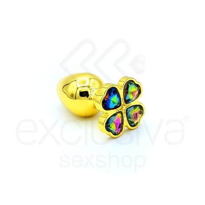 Foto 3 do produto Plug Anal com Joia em Formato de Trevo na Base - Lust Metal Flower Diamond | 6,7 x 2,5 cm | Disponível em 9 Cores