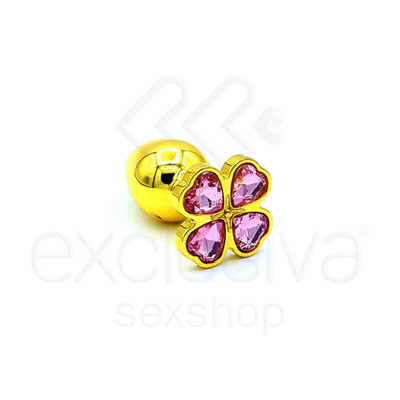 Foto 5 do produto Plug Anal com Joia em Formato de Trevo na Base - Lust Metal Flower Diamond | 6,7 x 2,5 cm | Disponível em 9 Cores