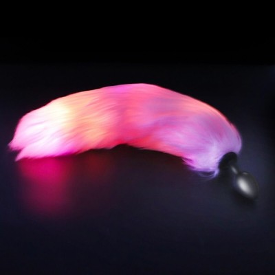 Foto 4 do produto Plug Anal de Luxo em Silicone com Rabo Vertebrado com Luz - Fox Tail & Cat Ear | Disponível em 2 Cores