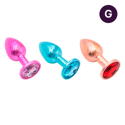 Foto 1 do produto Plug Anal de Luxo Tamanho "G" com Efeito Craquelado e Pedra Brilhante na Base - Vip Mix | 8,4 x 3,9 cm | Disponível em 3 Cores