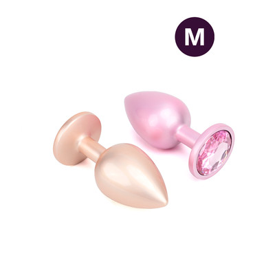Plug Anal de Luxo no Tamanho "M" com Brilho Acetinado e Pedra na Base - Vip Mix | 6,7 x 3,3 cm | Disponível em 2 Cores