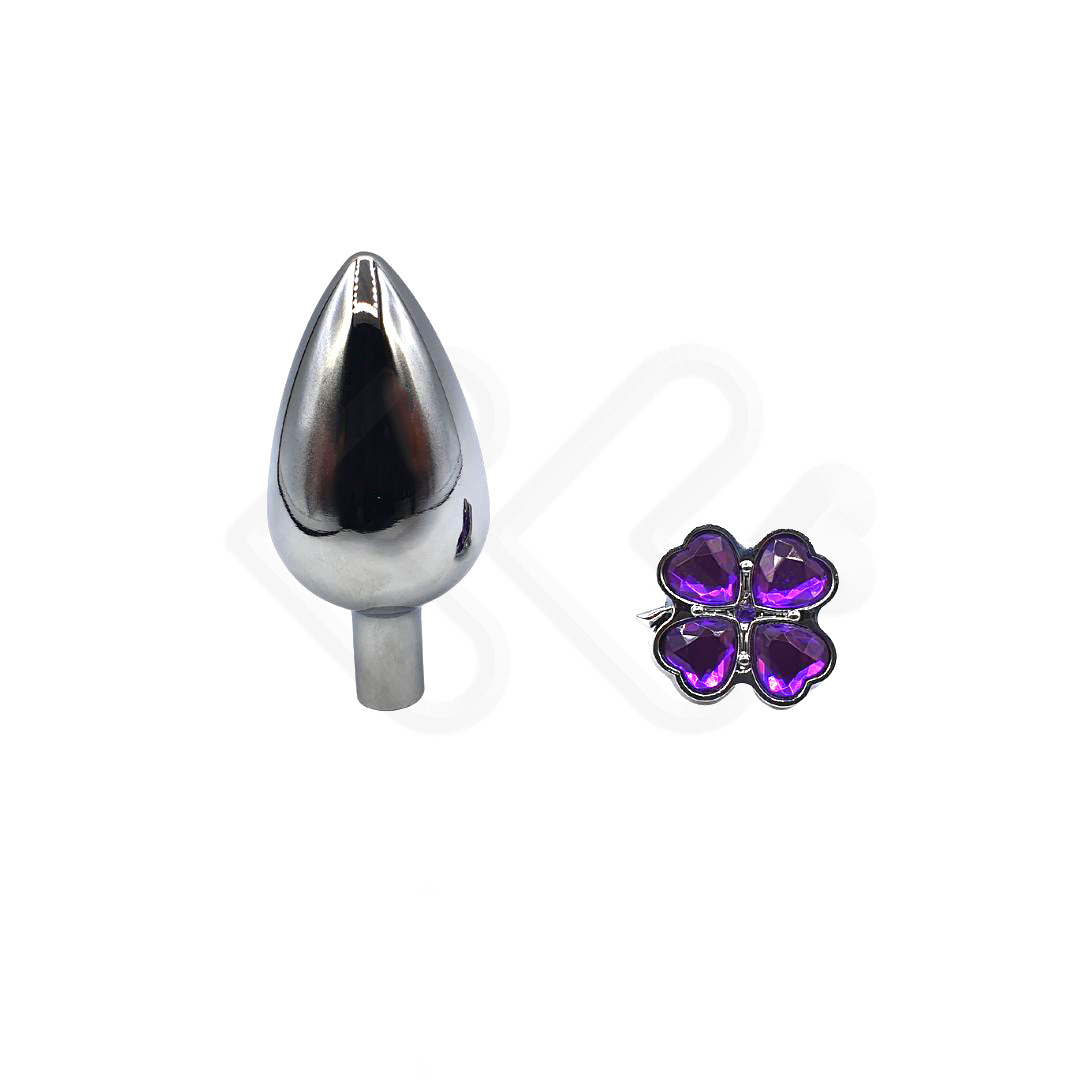 Plug Anal "M" em Aço com Joias na Base no Formato de Trevo - Sexy Import - 6,8 x 3,4 cm | Disponível em 6 Cores - 4