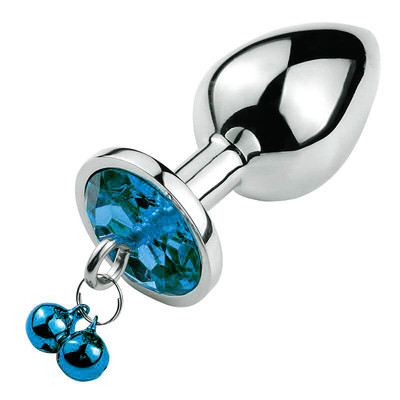 Foto 3 do produto Plug Anal "Tamanho M" em Aço com Pedra de Cristal, Sino e Guia de Corrente | 5,1 x 3,4 cm | Disponível em 3 Cores