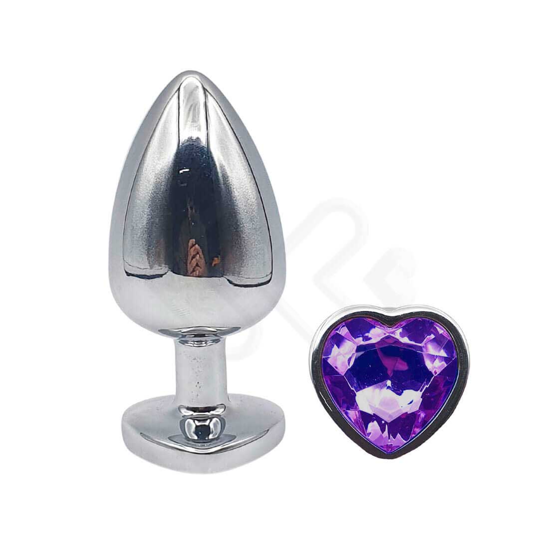 Plug Anal ''M'' em Alumínio e Base em Forma de Coração com Joia - Seamless Butt Plug Starting | 6,4 x 3,4 cm | Disponível em 6 Cores - 12