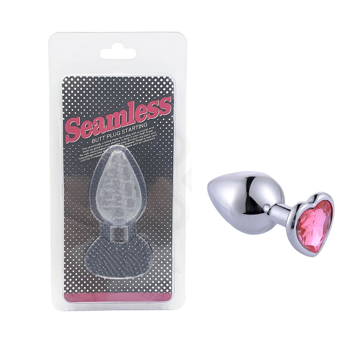 Plug Anal ''M'' em Alumínio e Base em Forma de Coração com Joia - Seamless Butt Plug Starting | 6,4 x 3,4 cm | Disponível em 6 Cores - 3