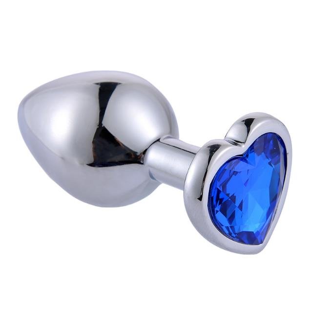 Plug Anal ''M'' em Alumínio e Base em Forma de Coração com Joia - Seamless Butt Plug Starting | 6,4 x 3,4 cm | Disponível em 6 Cores - 6
