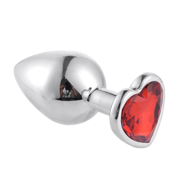 Plug Anal ''M'' em Alumínio e Base em Forma de Coração com Joia - Seamless Butt Plug Starting | 6,4 x 3,4 cm | Disponível em 6 Cores - 2