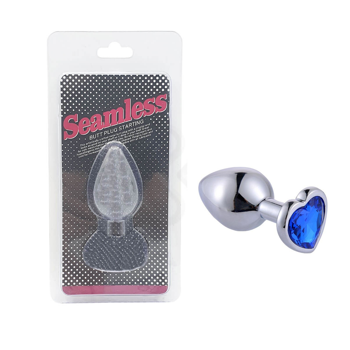 Plug Anal ''M'' em Alumínio e Base em Forma de Coração com Joia - Seamless Butt Plug Starting | 6,4 x 3,4 cm | Disponível em 6 Cores - 5