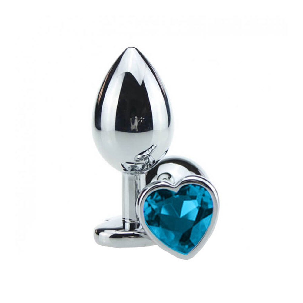 Plug Anal ''M'' em Alumínio Polido com Joia em Forma de Coração - 6,7 x 3,4 cm | Disponível em 11 Cores - 10