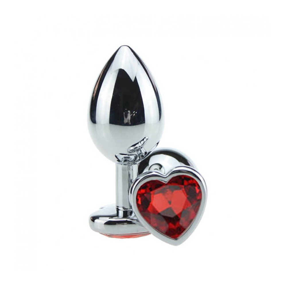 Plug Anal ''M'' em Alumínio Polido com Joia em Forma de Coração - 6,7 x 3,4 cm | Disponível em 11 Cores - 8