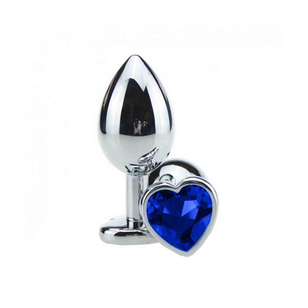 Plug Anal ''M'' em Alumínio Polido com Joia em Forma de Coração - 6,7 x 3,4 cm | Disponível em 11 Cores - 5