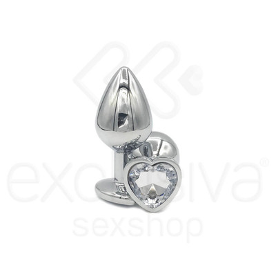 Foto 10 do produto Plug Anal ''M'' em Alumínio Polido com Joia em Forma de Coração - 6,7 x 3,4 cm | Disponível em 11 Cores