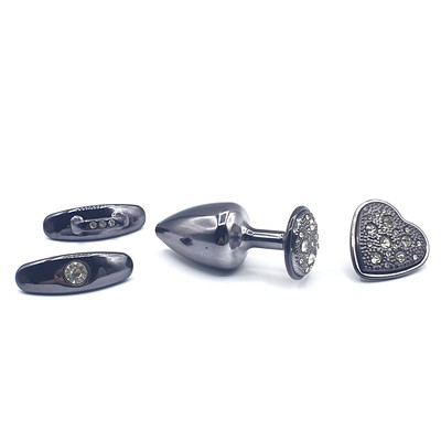 Plug Anal ''M'' em Forma de Cone com 4 Alças Removíveis e Detalhes de Joias - Hard Anal Kit | 6,4 x 3,2 cm | Disponível em 2 Cores