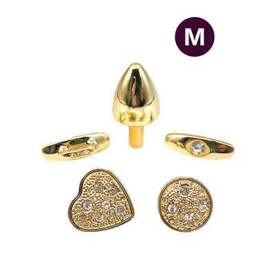Plug Anal ''M'' em Forma de Cone com 4 Alças Removíveis e Detalhes de Joias - Hard Anal Kit | 6,4 x 3,2 cm | Disponível em 2 Cores