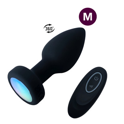 Plug Anal ''M'' em Silicone no Formato Cônico com 7 Modos de Vibração, Rotações, Led, Touch e Controle Remoto Sem Fio - YouVibe | 7 x 3,4 cm