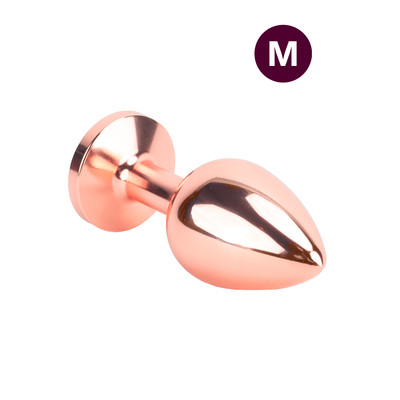 Plug Anal "M" no Formato Cônico em Aço Rose com Pedra Brilhante na Base | 7,3 x 3,4 cm