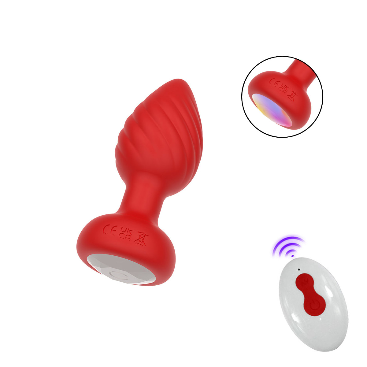 Plug Anal "M" em Formato Cônico com Textura em Espiral, 10 Modos de Vibração e Controle Remoto Sem Fio - YouVibe | 6,8 x 3,5 cm | Disponível em 2 cores - 3