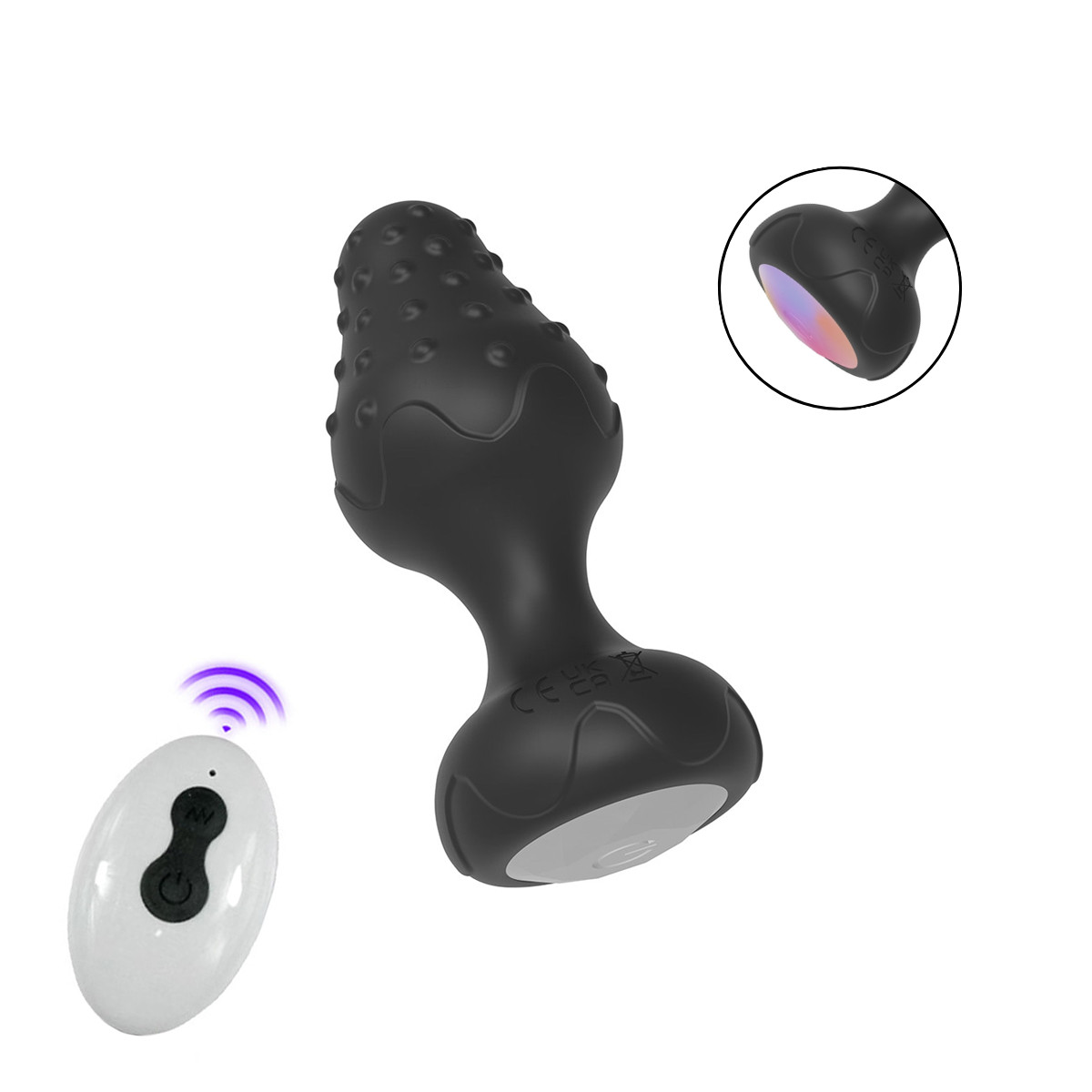 Plug Anal M em Formato Cônico com Texturas, 10 Modos de Vibração, Touch e Controle Remoto Sem Fio - YouVibe | 6,8 x 3,6 cm | Disponível em 2 cores - 8