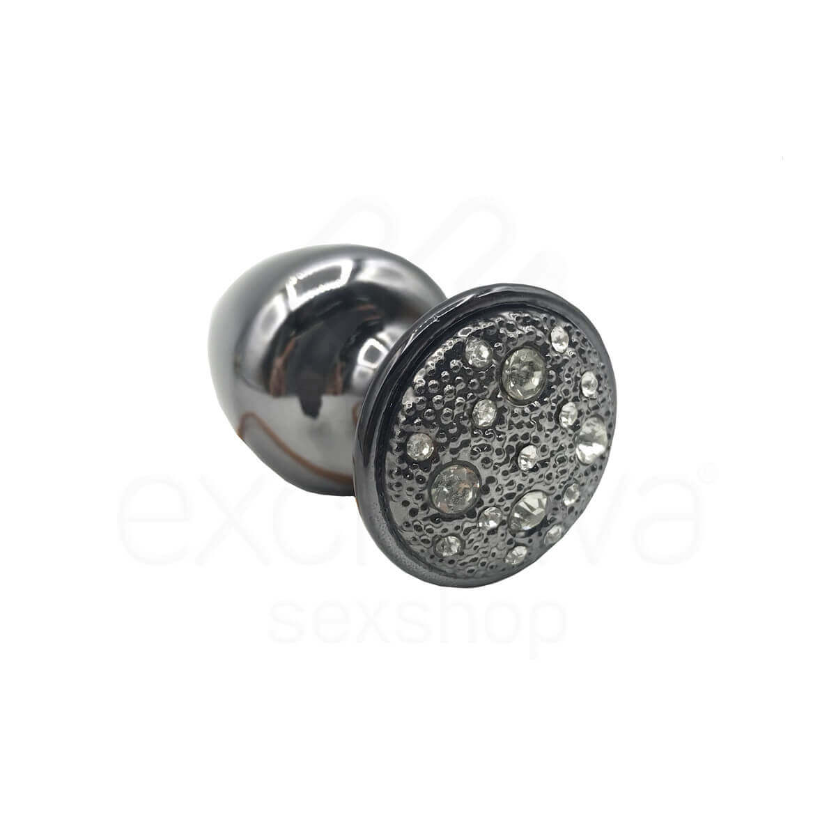 Plug Anal "M" em Metal com Formato Cônico e Detalhes de Joias Cravejado - Hard | 6,6 x 3,4 cm | Disponível em 7 Cores - 22