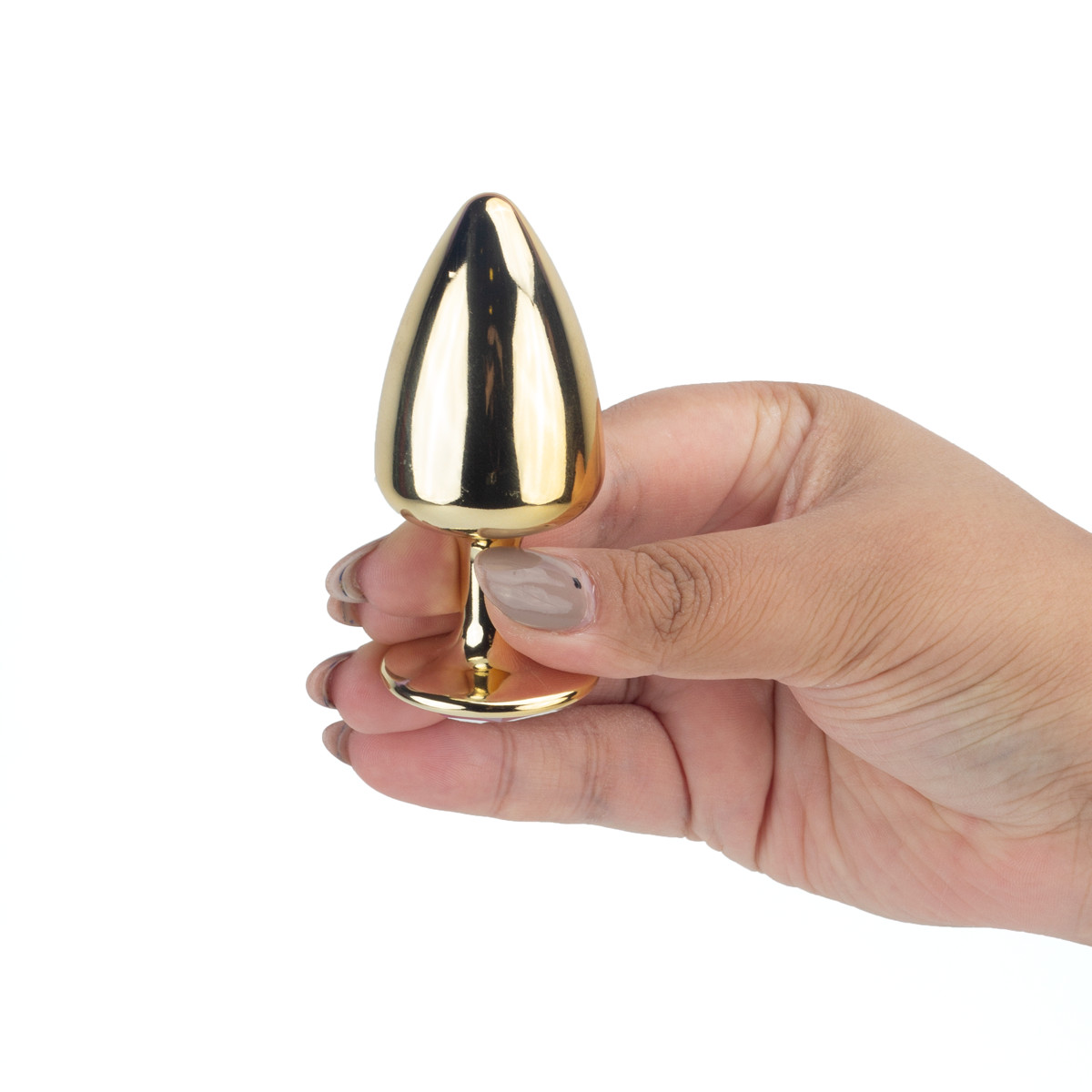 Plug Anal "M" em Metal com Formato Cônico e Pedra na Base - Hard | 6,7 x 3,4 cm | Disponível em 17 Cores - 38