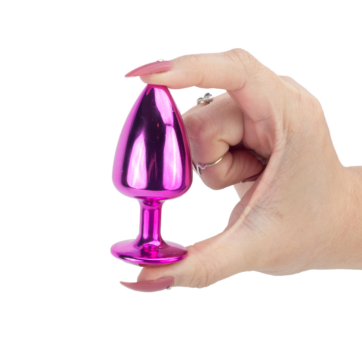 Plug Anal "M" em Metal com Formato Cônico e Pedra na Base - Hard | 6,7 x 3,4 cm | Disponível em 17 Cores - 5