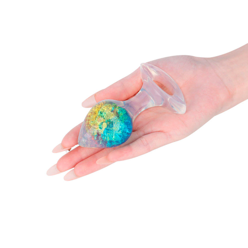 Plug Anal ''M'' de Silicone Platina Com Esfera de Vidro Interna, Alça e Detalhe de Coração - YouVibe | 7,4 x 3,8 cm | Disponível em 6 Cores - 5