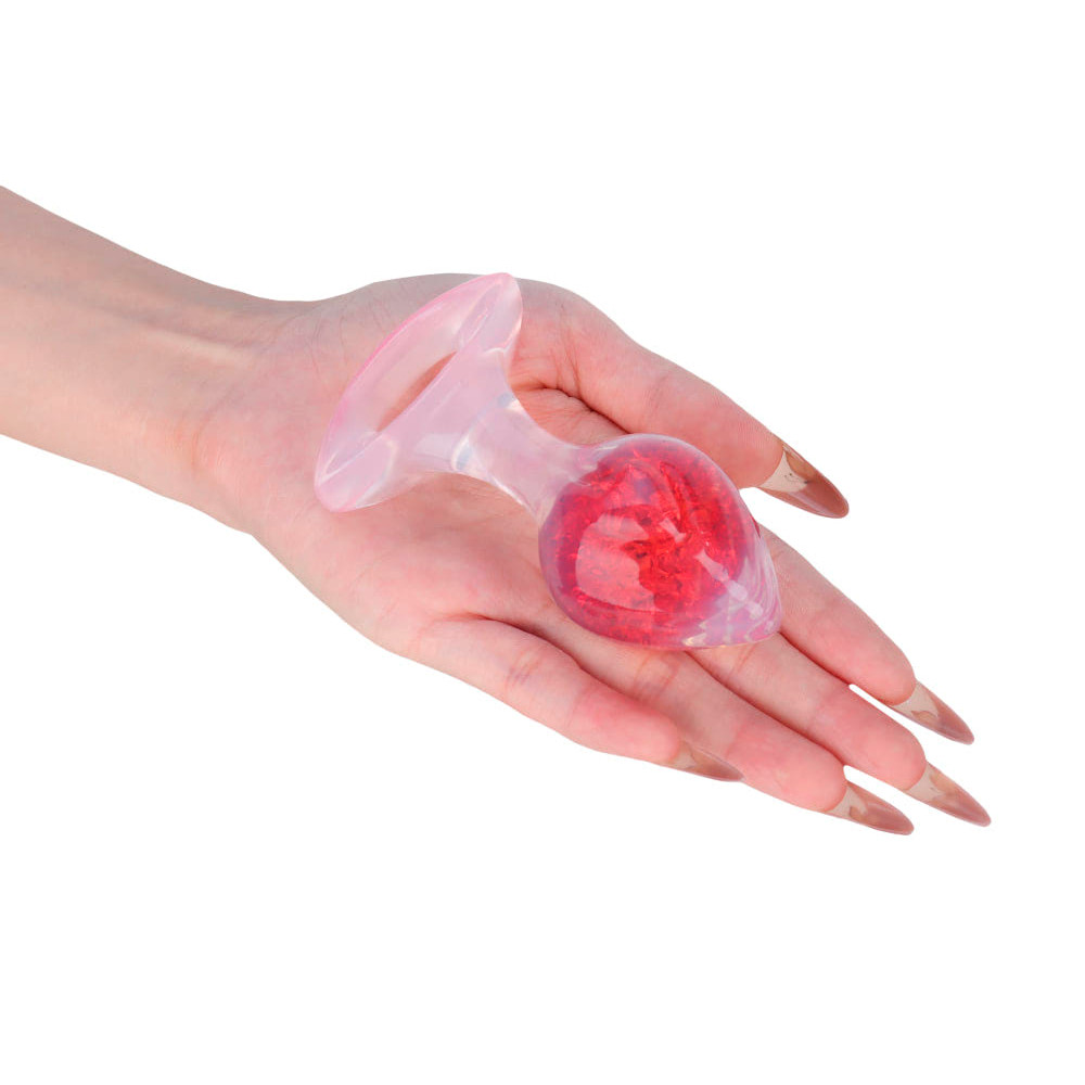 Plug Anal ''M'' de Silicone Platina Com Esfera de Vidro Interna, Alça e Detalhe de Coração - YouVibe | 7,4 x 3,8 cm | Disponível em 6 Cores - 16