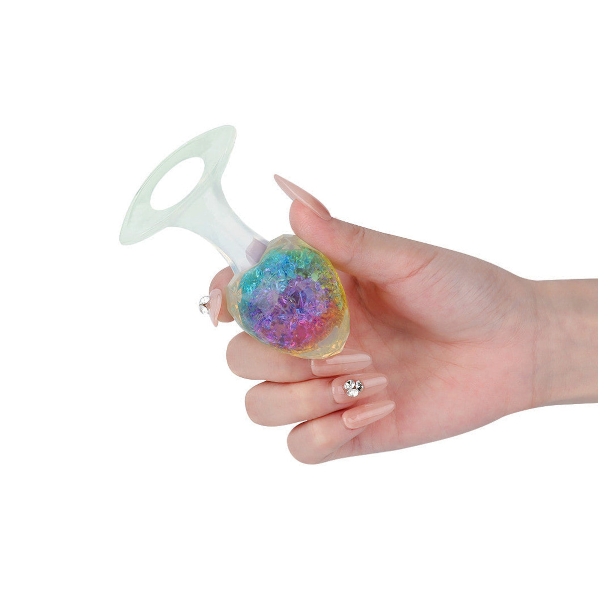 Plug Anal M em Silicone Platina, Formato Cônico com Esfera Interna e Alça de Segurança - YouVibe | 7 x 3,8 cm | Disponível em 5 Cores - 13