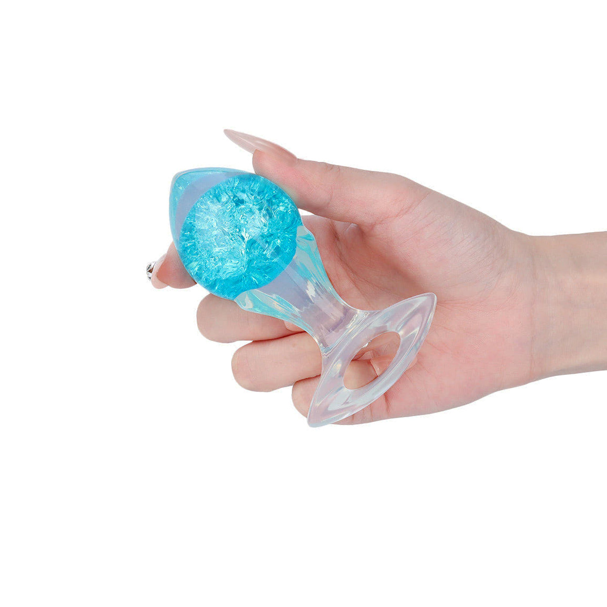 Plug Anal M em Silicone Platina, Formato Cônico com Esfera Interna e Alça de Segurança - YouVibe | 7,2 x 4 cm | Disponível em 6 Cores - 9