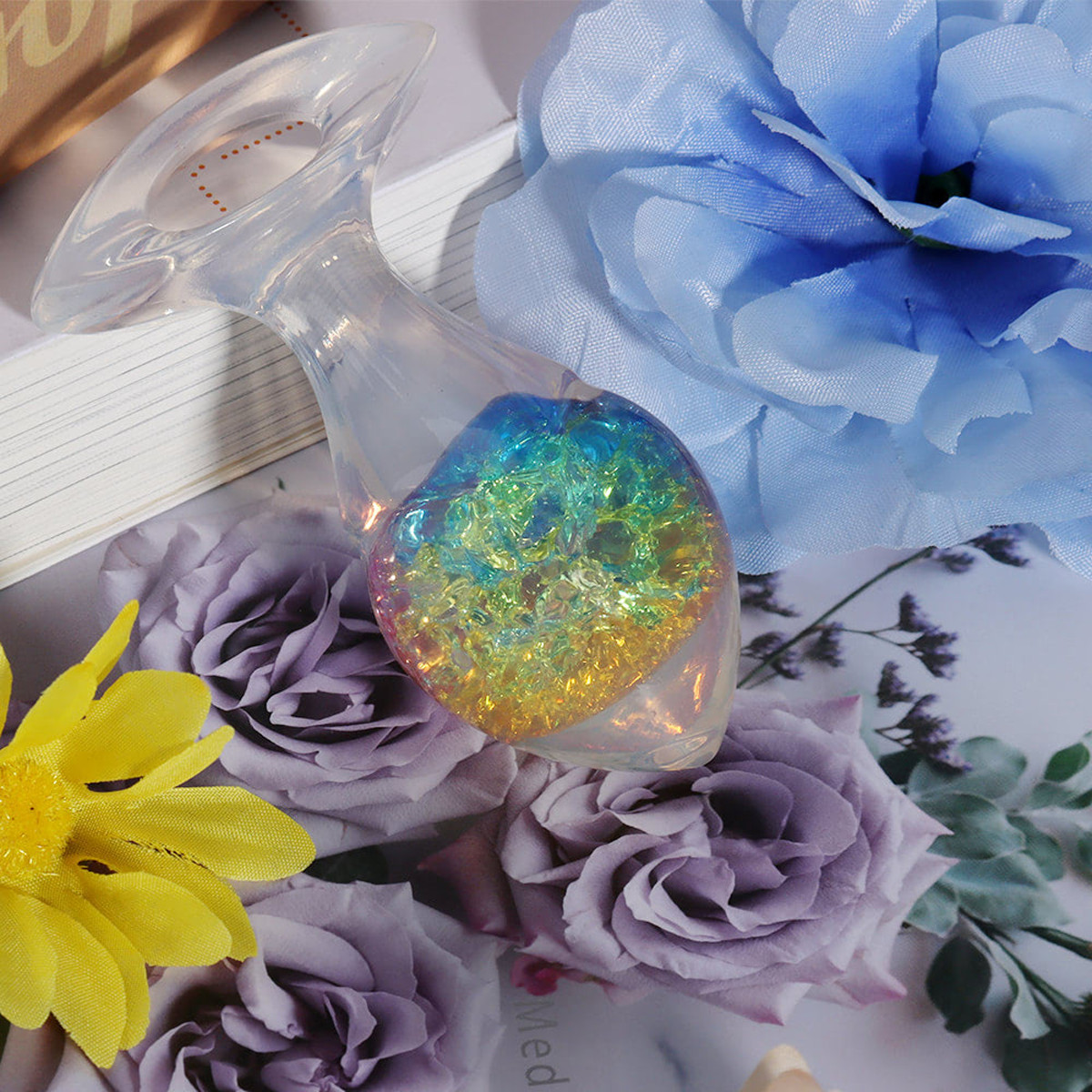 Plug Anal M em Silicone Platina, Formato Cônico com Esfera Interna e Alça de Segurança - YouVibe | 7,2 x 4 cm | Disponível em 6 Cores - 12