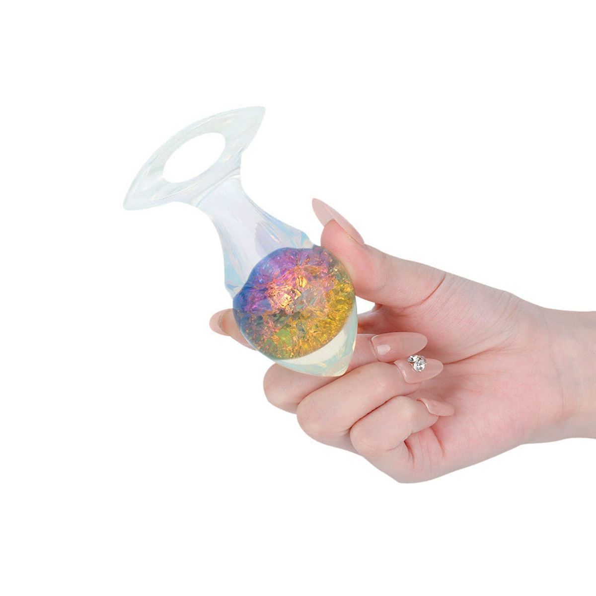 Plug Anal M em Silicone Platina, Formato Cônico com Esfera Interna e Alça de Segurança - YouVibe | 7,2 x 4 cm | Disponível em 6 Cores - 13