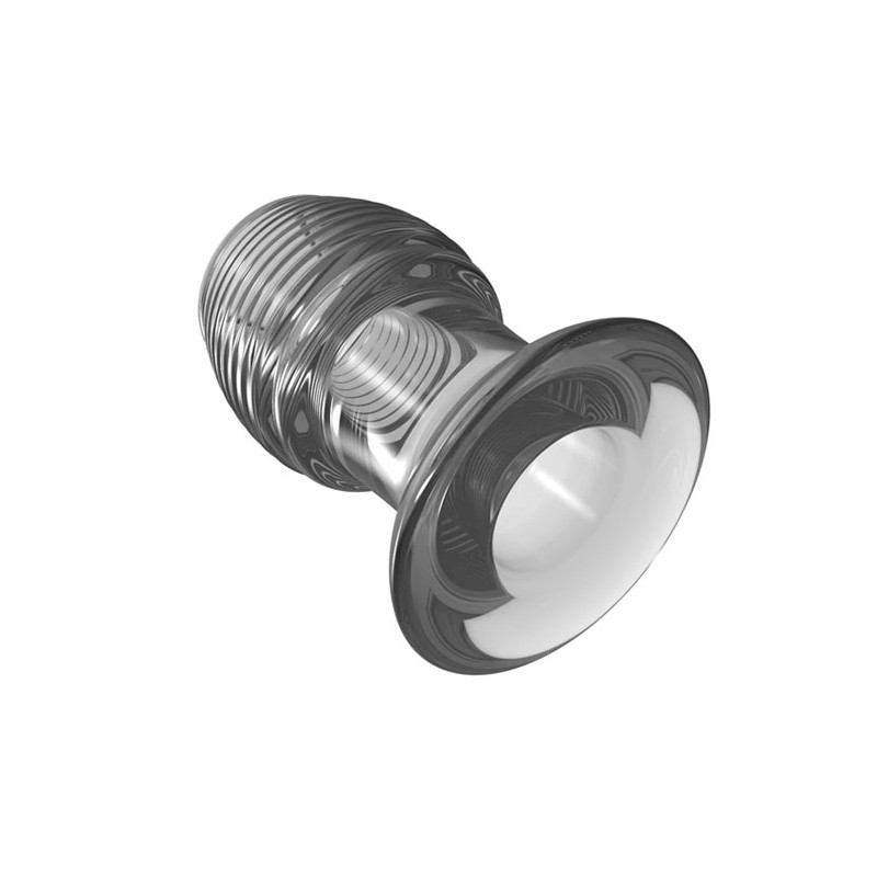 Plug Anal ''M'' Vazado e Ranhuras em Alto Relevo em TPE - 7,2 x 4,7 cm - 2