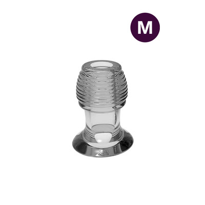 Plug Anal ''M'' Vazado e Ranhuras em Alto Relevo em TPE - 7,2 x 4,7 cm
