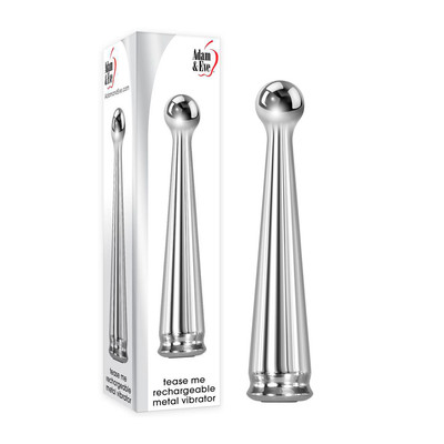 Foto 1 do produto Plug Anal em Metal com 9 Modos de Vibração e Carregamento via USB - Adam & Eve Tease Me Rechargeable Metal Vibrator | 13,1 x 2,7 cm