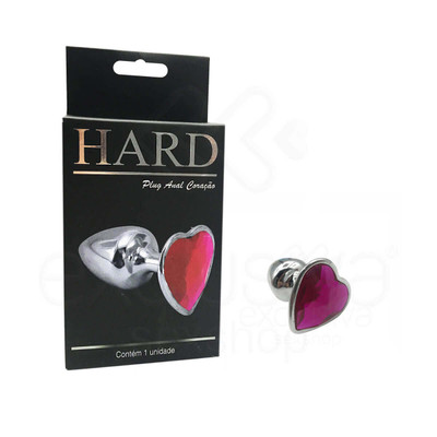 Plug Anal em Metal com Formato Cônico e Joia em Detalhe de Coração - Hard | 5,6 x 2,9 cm | Disponível em 4 Cores