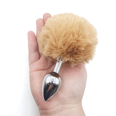 Plug Anal Tamanho "P" em Metal com Pompom - Anal Plug Stainless | 5,8 x 2,7 cm | Disponível em 7 Cores