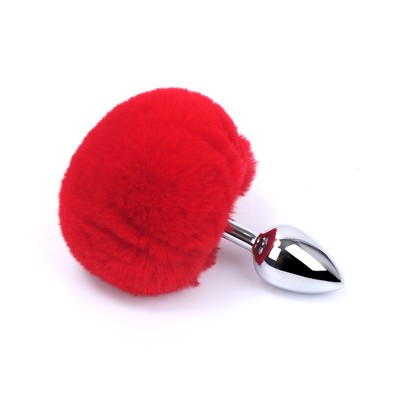 Plug Anal Tamanho "P" em Metal com Pompom - Anal Plug Stainless | 5,8 x 2,7 cm | Disponível em 7 Cores