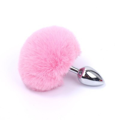 Foto 2 do produto Plug Anal Tamanho "P" em Metal com Pompom - Anal Plug Stainless | 5,8 x 2,7 cm | Disponível em 7 Cores
