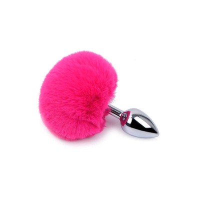 Foto 3 do produto Plug Anal "P" em Aço Inoxidável com Pompom | 5,7 x 2,7 cm | Disponível em 8 Cores
