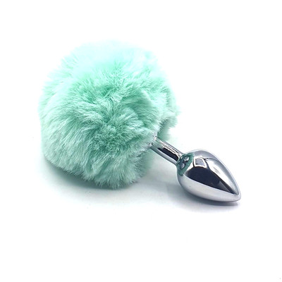 Foto 2 do produto Plug Anal "P" em Aço Inoxidável com Pompom | 5,7 x 2,7 cm | Disponível em 8 Cores