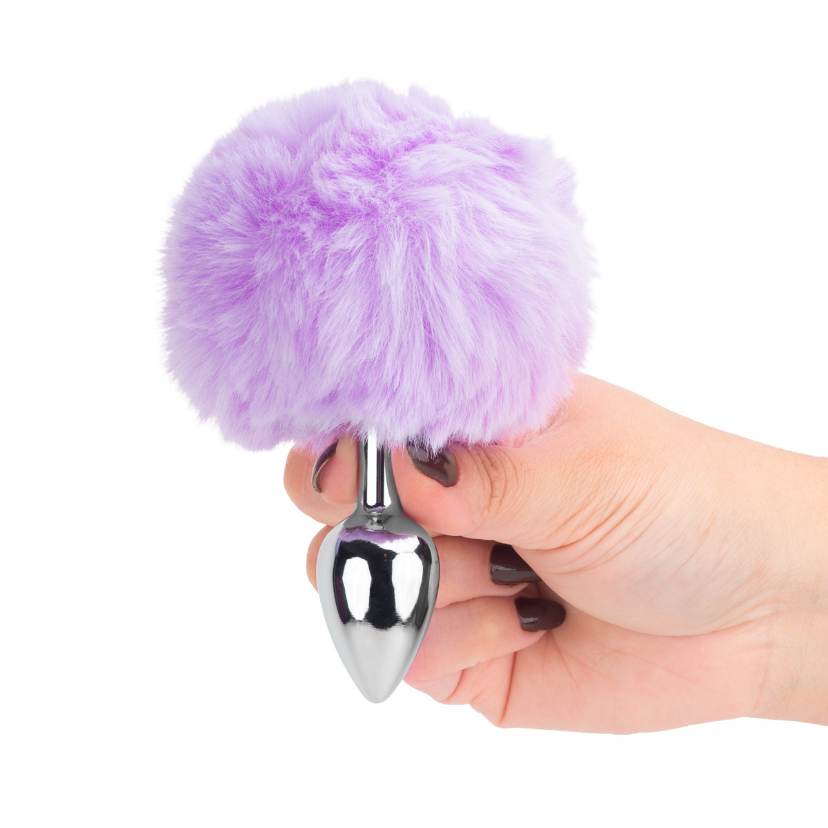 Plug Anal "P" em Aço Inoxidável com Pompom | 6 x 2,7 cm | Disponível em 8 Cores - 4