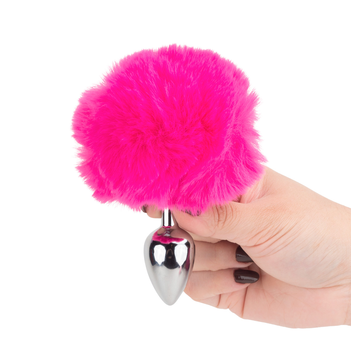 Plug Anal "P" em Aço Inoxidável com Pompom | 6 x 2,7 cm | Disponível em 8 Cores - 12