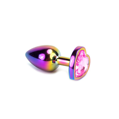 Foto 4 do produto Plug Anal Colorido "P" em Aço com Joia na Base no Formato de Coração - Sexy Import | 6 x 2,7 cm | Disponível em 5 Cores
