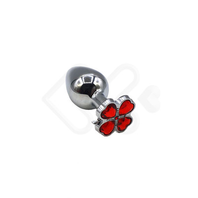 Foto 3 do produto Plug Anal "P"em Aço com Joias na Base no Formato de Trevo - Sexy Import | 6 x 2,7 cm | Disponível em 6 Cores