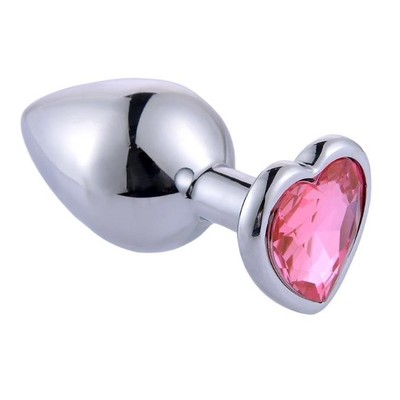 Foto 2 do produto Plug Anal ''P'' em Alumínio e Base em Forma de Coração com Joia - Seamless Butt Plug Starting | 5,2 x 2,7 cm | Disponível em 6 Cores